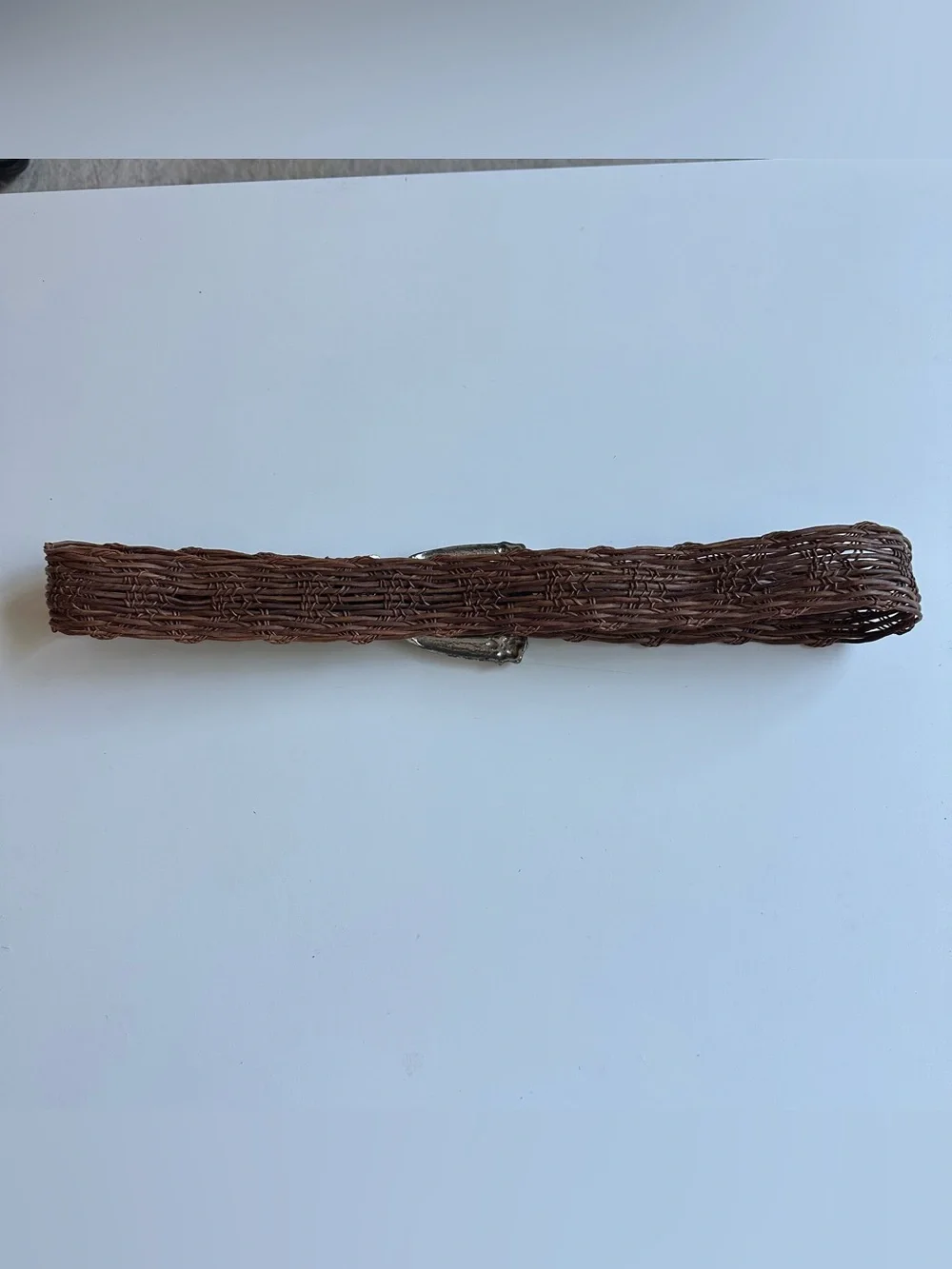Vintage Leatherock Woven Strand Leather Belt Brown Boho Western Rhinestone   Ext